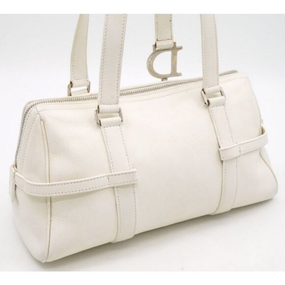 Authentic Christian Dior 2005 Spring White Leather Boston Bag - Picture 2 of 14